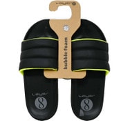 Wholesale - WOMEN BLACK NEON BUBBLE FOAM SLIPPERS ASST SIZE LAYER 8 C/P 36